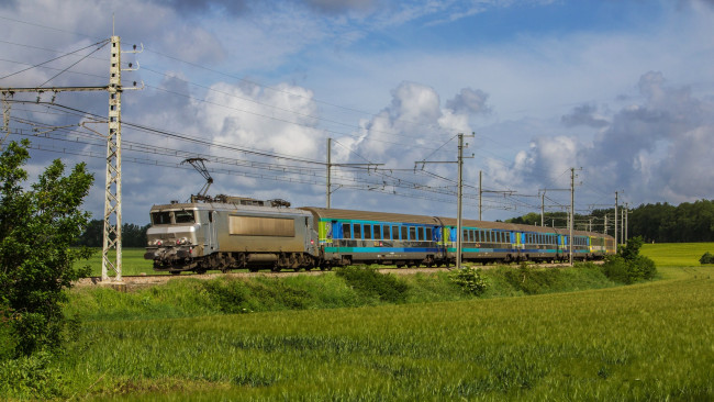 Обои картинки фото техника, электрички, железная, дорога, локомотив, состав