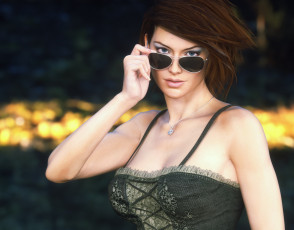 Картинка 3д+графика люди+ people девушка взгляд фон очки