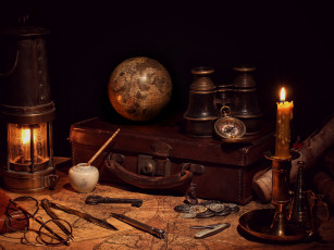 Картинка разное глобусы +карты бинокль компас глобус