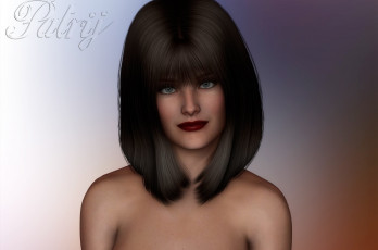 Картинка 3д+графика портрет+ portraits девушка взгляд фон