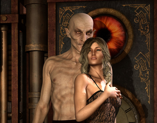 Обои картинки фото 3д графика, фантазия , fantasy, девушка, взгляд, фон, троль