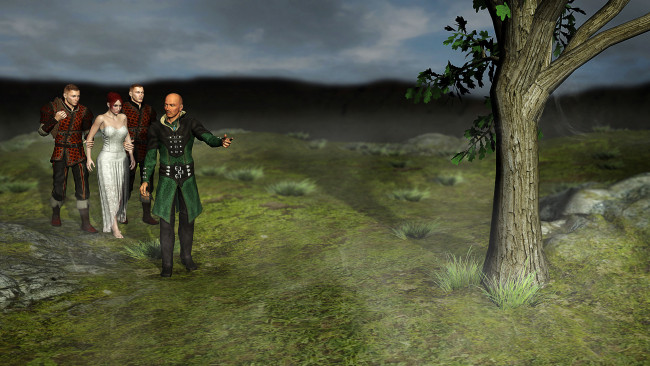 Обои картинки фото 3д графика, фантазия , fantasy, фон, парни, взгляд, девушка