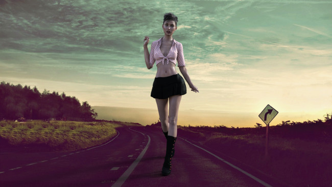 Обои картинки фото 3д графика, люди , people, взгляд, девушка, фон