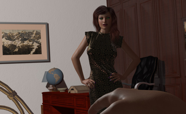 Обои картинки фото 3д графика, люди , people, взгляд, фон, девушка