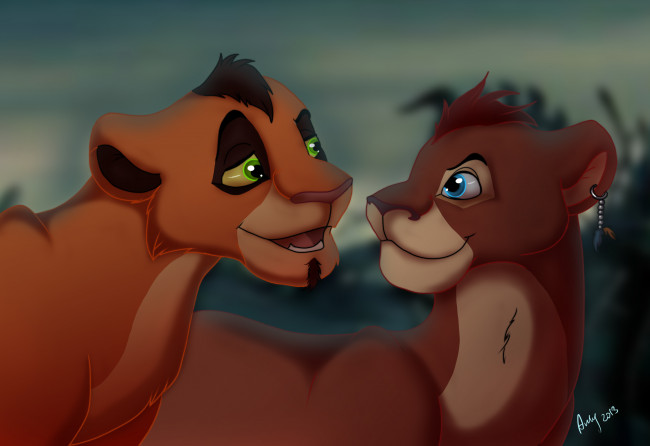 Обои картинки фото векторная графика, мультфильмы , cartoons, львята