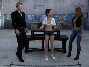 обоя 3д графика, люди , people, девушки, взгляд, фон