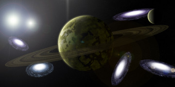 Картинка космос арт планеты вселенная звезды галактика