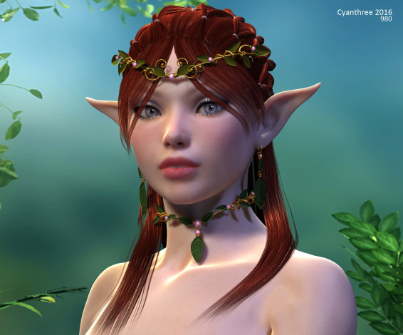 Обои картинки фото 3д графика, эльфы , elves, фон, взгляд, эльфийка