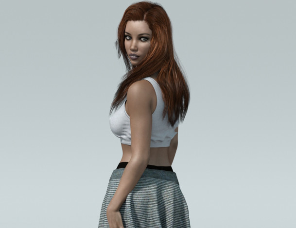 Обои картинки фото 3д графика, люди , people, взгляд, девушка, фон