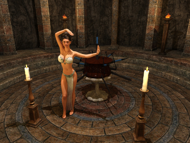 Обои картинки фото 3д графика, фантазия , fantasy, фон, взгляд, девушка