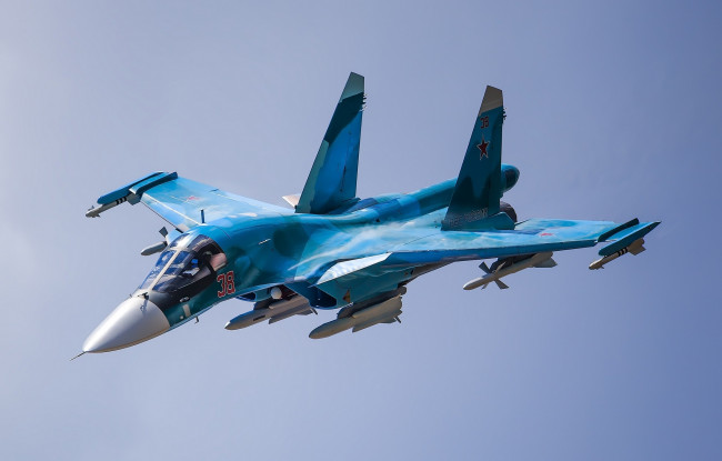 Обои картинки фото su-34, авиация, боевые самолёты, бомбардировщик