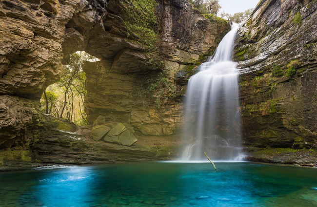 Обои картинки фото природа, водопады, водопад, река, лес