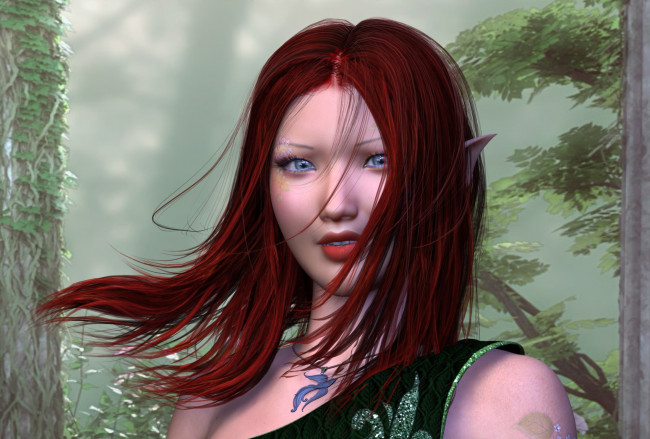 Обои картинки фото 3д графика, эльфы , elves, эльфийка, фон, взгляд