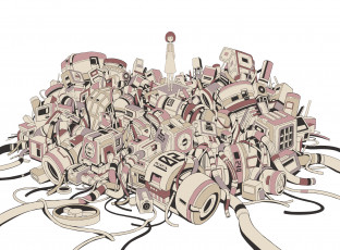 Картинка аниме оружие +техника +технологии железки девочка