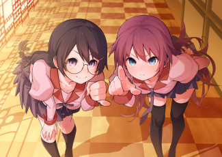 обоя аниме, bakemonogatari, девушки