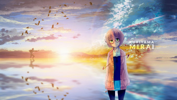 Картинка аниме kyoukai+no+kanata закат девочка