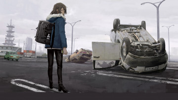 Картинка аниме оружие +техника +технологии девушка