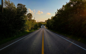 Картинка природа дороги дорога дом утро