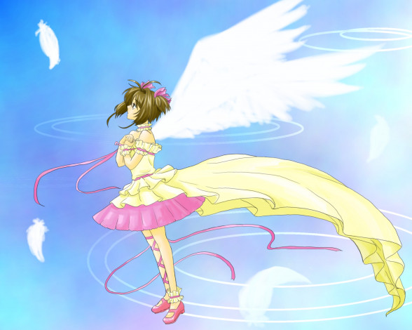 Обои картинки фото cardcaptor sakura, аниме, card captor sakura, фон, взгляд, девушка