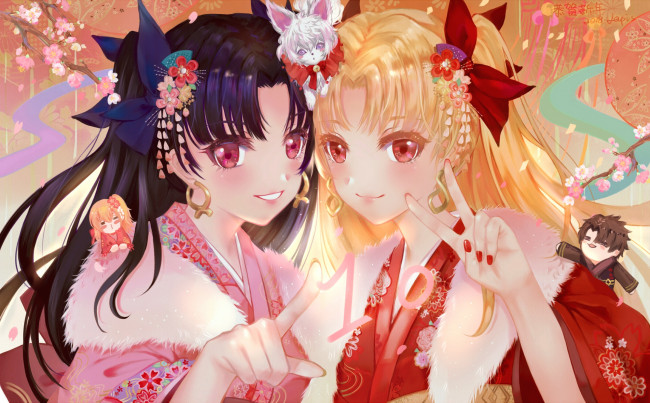 Обои картинки фото аниме, fate, stay night, девочки