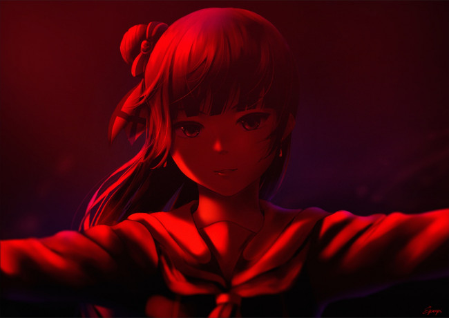 Обои картинки фото аниме, love live,  school idol project, фон, взгляд, девушка