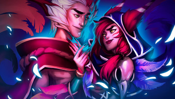 Картинка видео+игры league+of+legends rakan xayah пара крылья