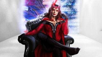 Картинка рисованное кино +мультфильмы wanda maximoff постер art рисунок сериал wandavision элизабет олсен фантастика фэнтези боевик комедия