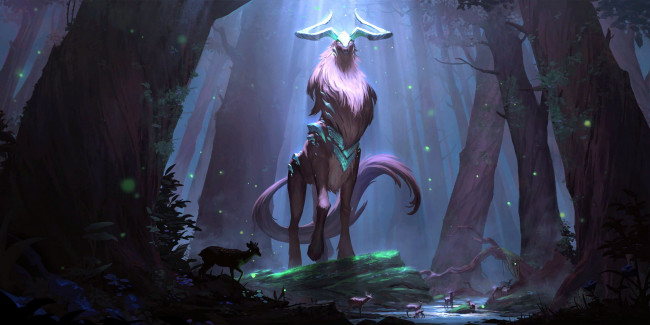 Обои картинки фото видео игры, league of legends,  legends of runeterra, олени, животные, лес