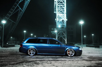 обоя audi s6 avant, автомобили, audi, s6, tuning, blue, stance, avant