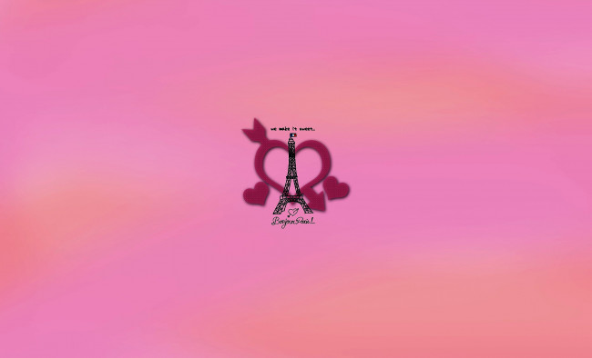 Обои картинки фото рисованное, минимализм, эйфелева, башня, сердечки
