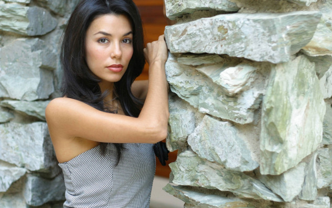Обои картинки фото девушки, eva longoria, брюнетка, платье, камни