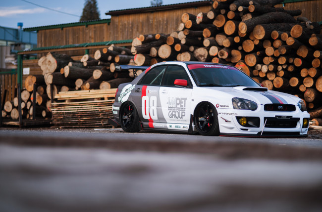Обои картинки фото subaru wrx sti, автомобили, subaru, wrx, sti, impreza, sawmill, livery, stance