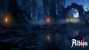 Картинка видео+игры albion+online дома лес озеро арка