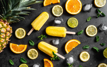 Картинка еда мороженое +десерты ананас цитрусы лед мята