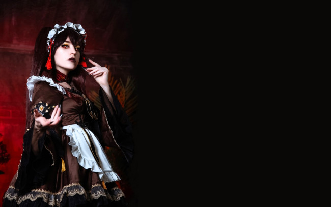 Обои картинки фото девушки, momo, косплей, образ, наряд, костюм, горничная