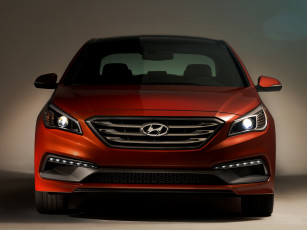 обоя автомобили, hyundai, 2015, sonata, us-spec, красный