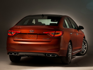 обоя автомобили, hyundai, 2015, sonata, us-spec, красный