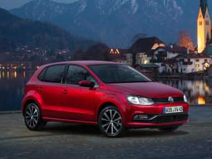 Картинка автомобили volkswagen polo красный 2014 typ 6r 5-door bluemotion tsi