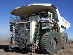 Картинка liebherr+t282c+mining+dumper техника строительная+техника карьер самосвал тяжёлый