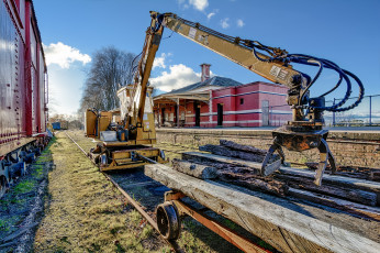 Картинка daylesford+log+grabber техника строительная+техника шпалоукладчик