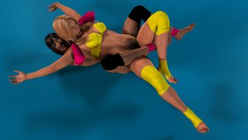 обоя 3д графика, people , люди, ринг, захват, борьба, девушки