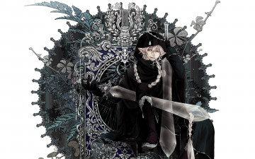 Картинка аниме -angels+&+demons коса мечи красные глаза парень