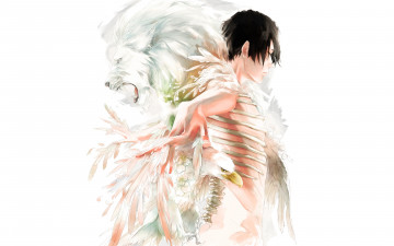 Картинка аниме *unknown+ другое перья лев парень кости птица