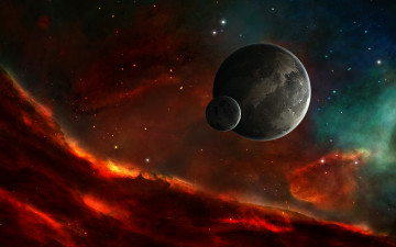 Картинка космос арт туманность цвет планета звезды небо