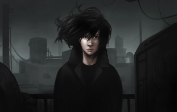 Картинка аниме *unknown+ другое парень плащ ветер город