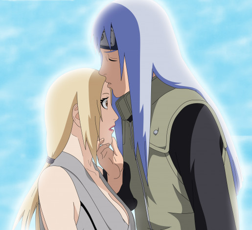 Обои картинки фото аниме, naruto, наруто, пара, любовь, поцелуй, парень, девушка, тцунаде, дан