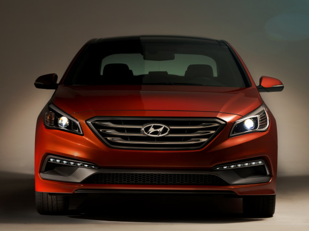 Обои картинки фото автомобили, hyundai, 2015, sonata, us-spec, красный