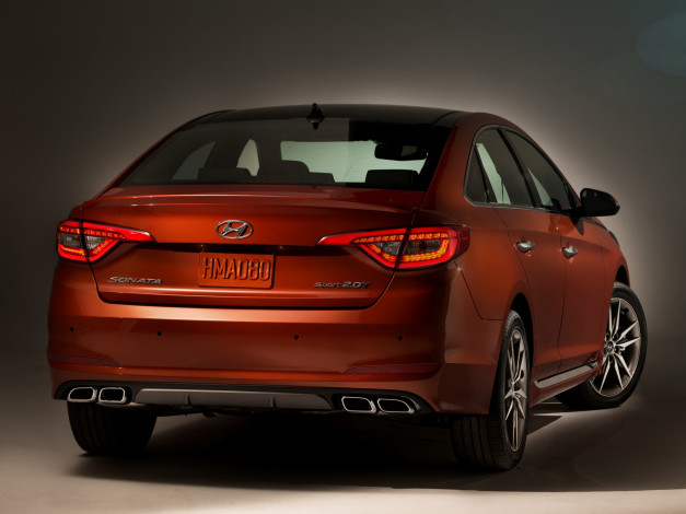 Обои картинки фото автомобили, hyundai, 2015, sonata, us-spec, красный