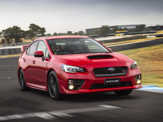 Обои картинки фото автомобили, subaru, wrx, sti, au-spec, 2014, красный