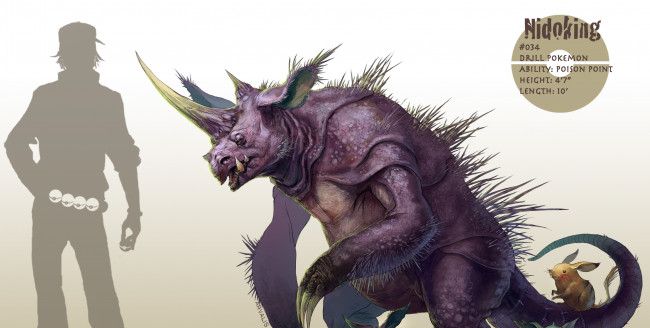 Обои картинки фото аниме, pokemon, покеболы, парень, человек, когти, щитина, рог, силуэт, покемон, арт, светлый, фон, надпись